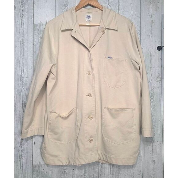 Lee Workwear Chore Shacket Jacket Top in Ivory Sz L - Picture 4 of 9